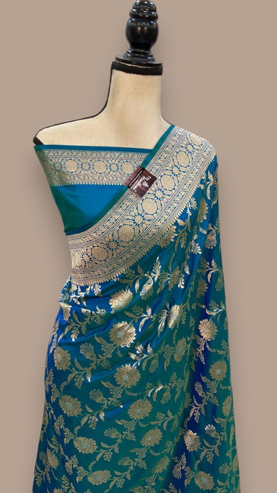 Pure Katan Silk Banarasi Handloom Saree - All over Jaal work with Meenakari