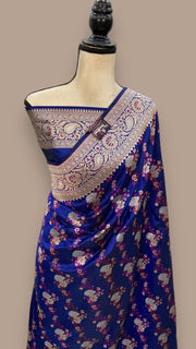 Pure Katan Silk Banarasi Handloom Saree - All over Sona Roopa Jaal work - The Handlooms