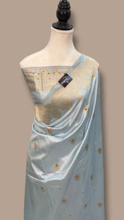 Pure Katan Silk Banarasi Handloom Saree - All over Sona Roopa Kadua motifs - The Handlooms