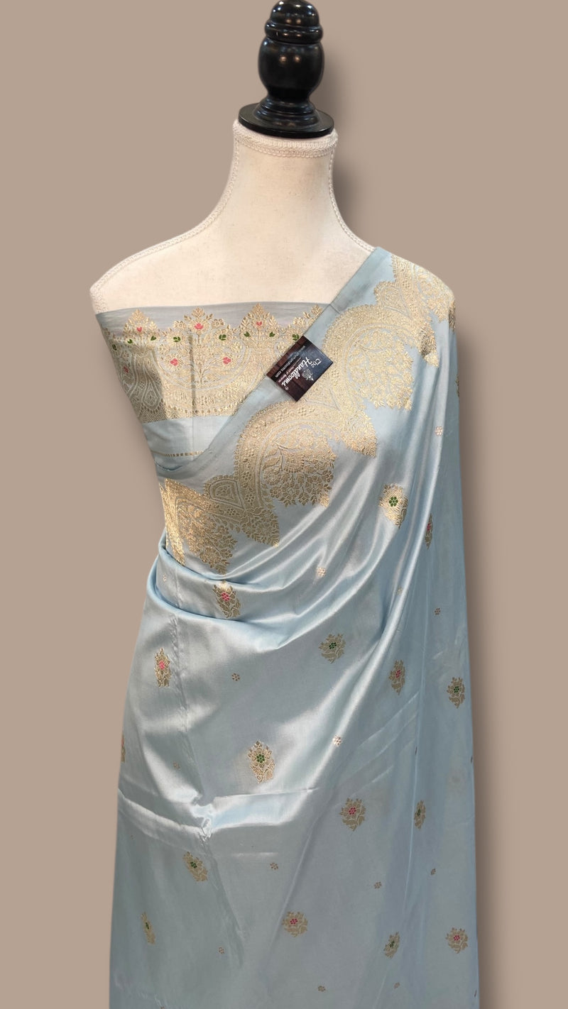 Pure Katan Silk Banarasi Handloom Saree - All over Sona Roopa Kadua motifs - The Handlooms