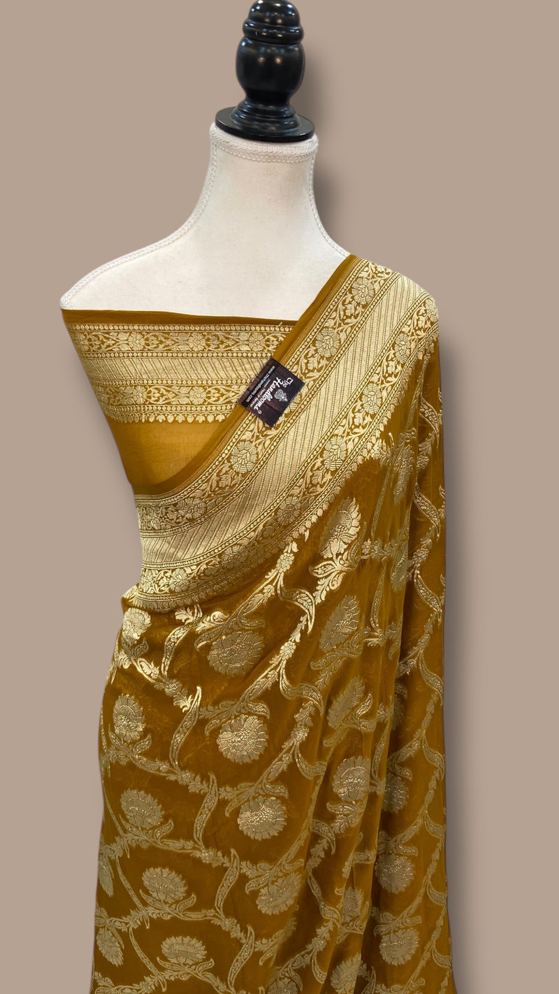 Khaddi Georgette Handloom Banarasi Saree - The Handlooms