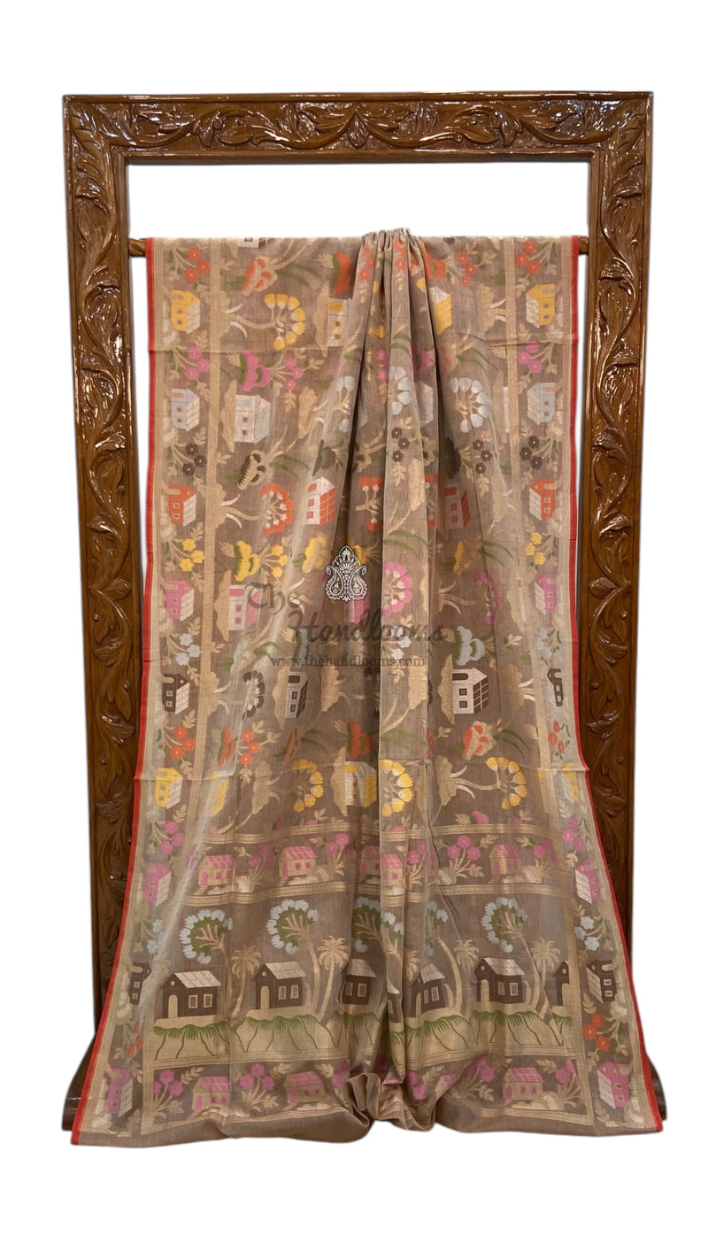 Pure Cotton Jamdani Handloom Banarasi Saree - The Handlooms
