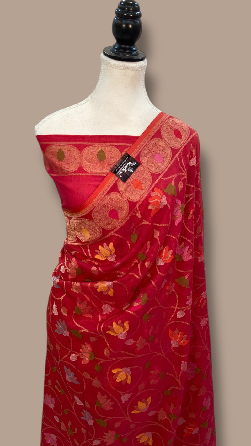 Pure Cotton Jamdani Handloom Banarasi Saree - The Handlooms