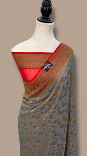 Khaddi Georgette Handloom Banarasi Saree -  Antique zari - The Handlooms