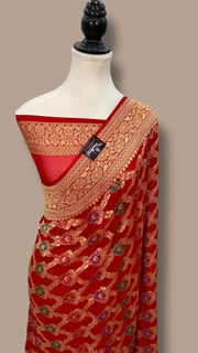 Pure Georgette Banarasi Handloom Saree - with meenakari work - The Handlooms