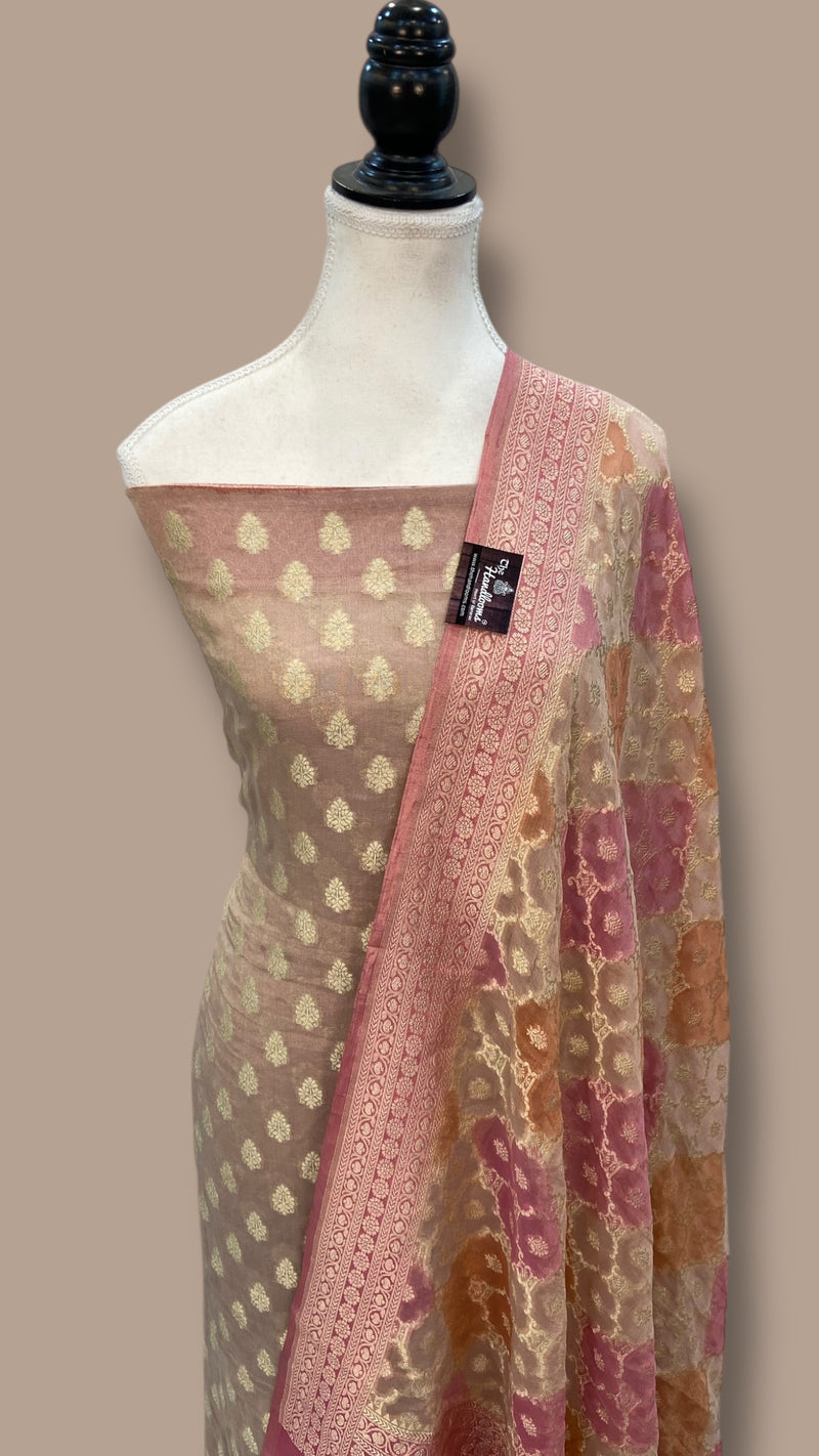 Tissue Khaddi Georgette Banarasi Dress material - The Handlooms