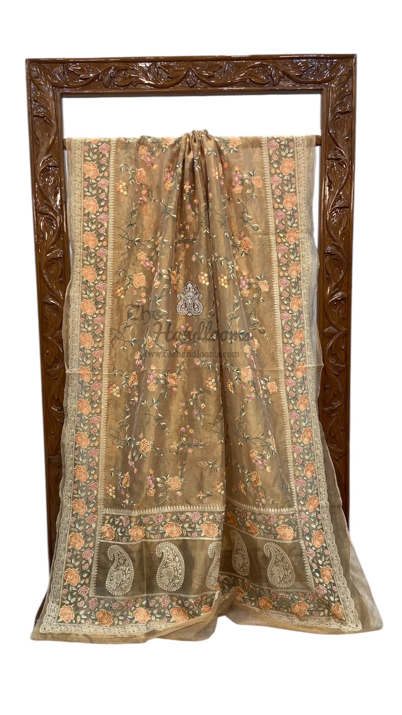 Pure Tissue Handloom Banarasi Saree With Chikankari - The Handlooms