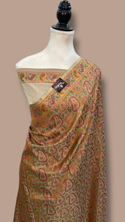 Regal Pure Katan Jamdani Silk Banarasi Saree – Handwoven Tanchui Brocade - The Handlooms