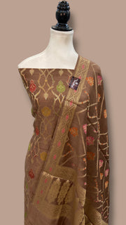 Pure Moonga Georgette Banarasi Dress Material - The Handlooms