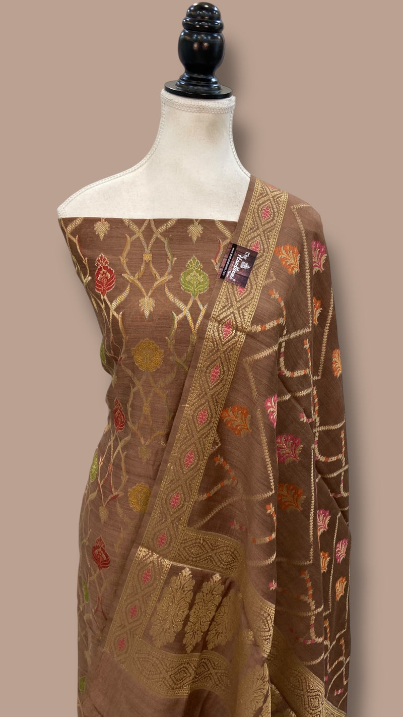 Pure Moonga Georgette Banarasi Dress Material - The Handlooms