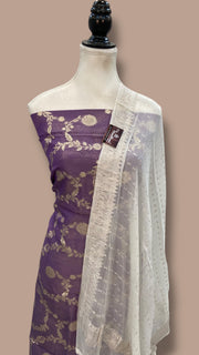 Chanderi Cotton Banarasi Dress material - Georgette Dupatta - The Handlooms