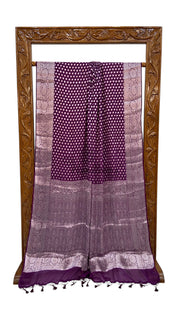 Wine Pure Chiffon Khaddi Banarasi Saree - The Handlooms