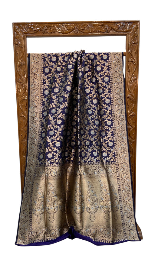 Pure Katan Silk Banarasi Handloom Saree - All Over Sona Roopa Jaal Work - The Handlooms