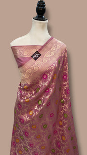 Pure Katan Silk Banarasi Handloom Saree - All over Jaal work With Meenakari - The Handlooms