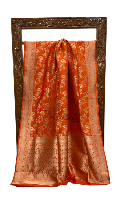 Pure Katan Silk Banarasi Handloom Saree - All over Jaal work With Meenakari - The Handlooms