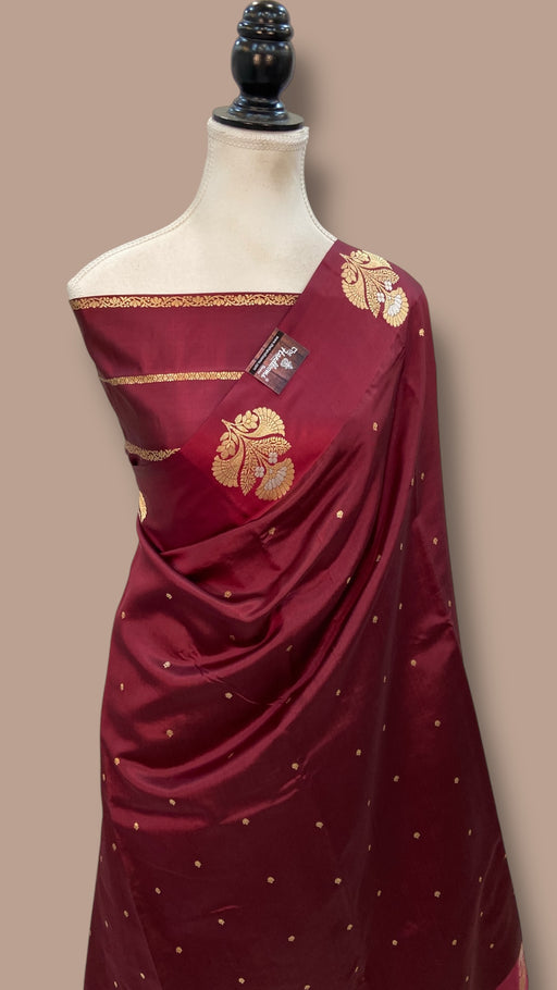 Pure Katan Silk Banarasi Handloom Saree - All over Kadua motifs - The Handlooms