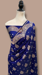 Pure Katan Silk Banarasi Handloom Saree - All Over Sona Roopa Jaal Work - The Handlooms