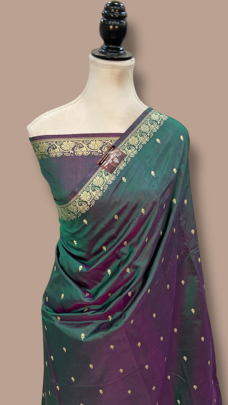 Pure Katan Silk Reshmi Zari Banarasi Handloom Saree - The Handlooms