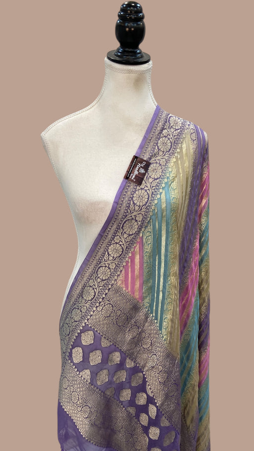 Pure Khaddi Georgette Dupatta - Water Zari - The Handlooms