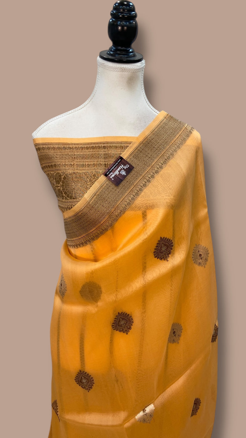Pure Kora Handloom Banarasi Saree - All Over Sona Roopa Boota - The Handlooms