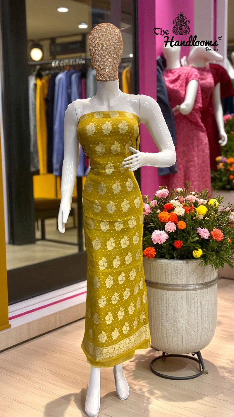 Tissue Khaddi Georgette Banarasi Dress material - The Handlooms