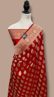 Pure Katan Silk Banarasi Handloom Saree - All Over Jaal Work - The Handlooms