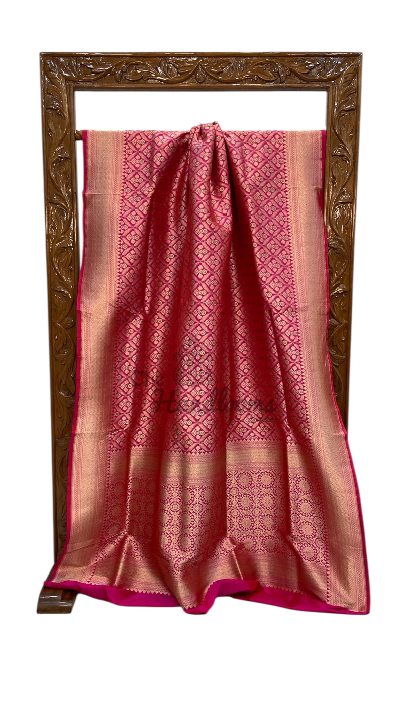 Regal Pure Katan Silk Banarasi Saree – Handwoven Tanchui Brocade with Meenakari Work