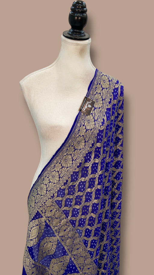 Pure Georgette Banarasi Bandhej Handloom Dupatta - The Handlooms