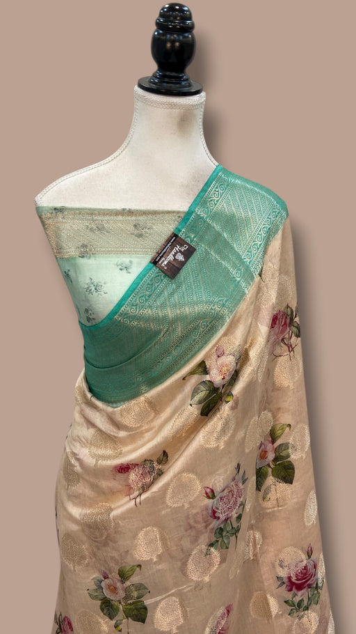 Pure Chiniya Silk Handloom Banarasi Saree Digital Print - The Handlooms