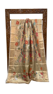 Pure Kora Tissue Handloom Banarasi Saree - Meenakari - The Handlooms