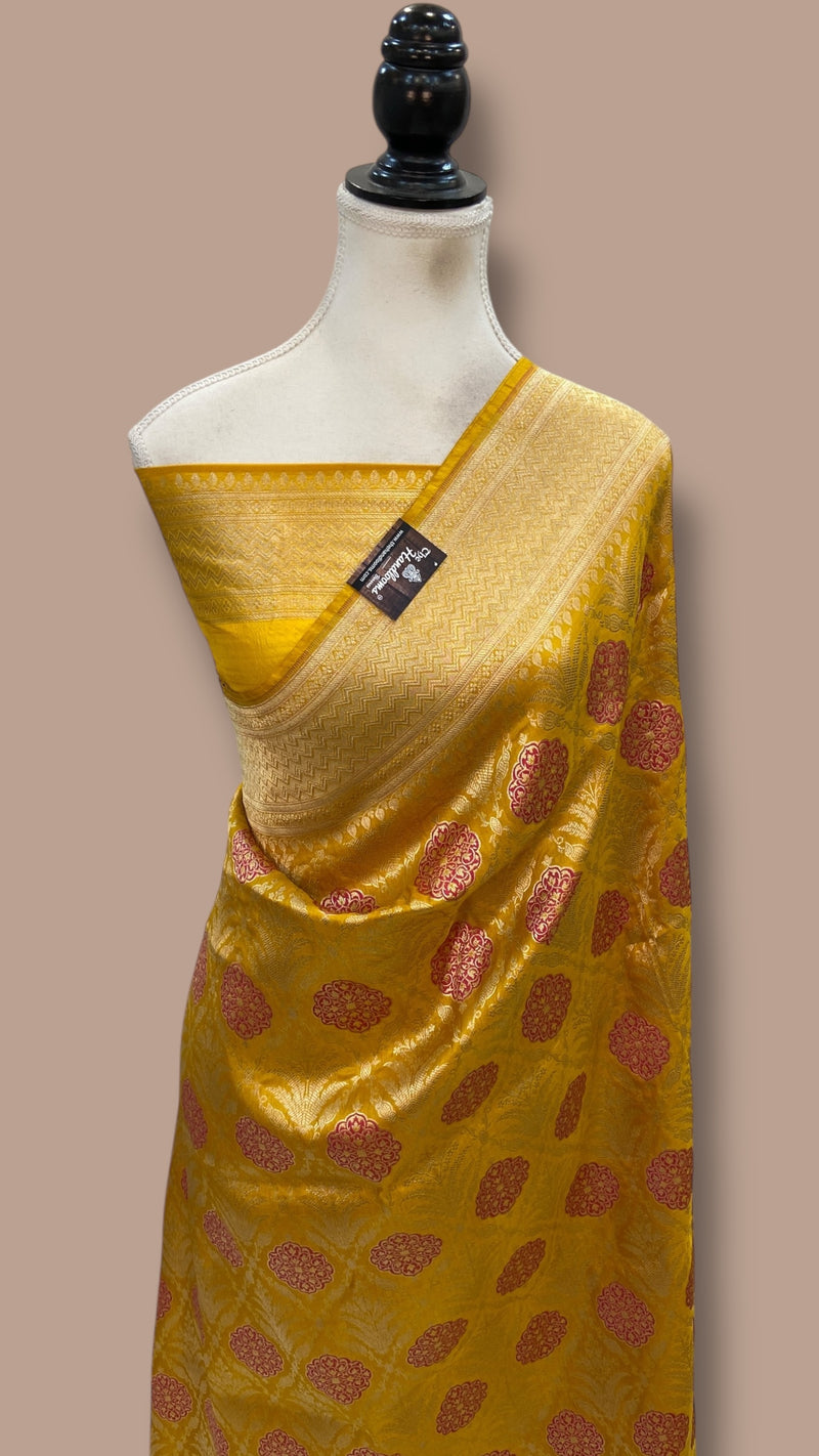 Regal Pure Katan Silk Banarasi Saree – Handwoven Tanchui Brocade With Meenakari Work
