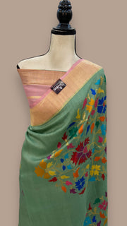 Pure Desi Tussar Handloom Banarasi Saree - All over kadua Weaving - The Handlooms