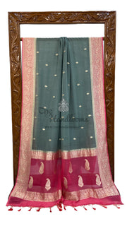 Pure Georgette Banarasi Saree Water zari - The Handlooms