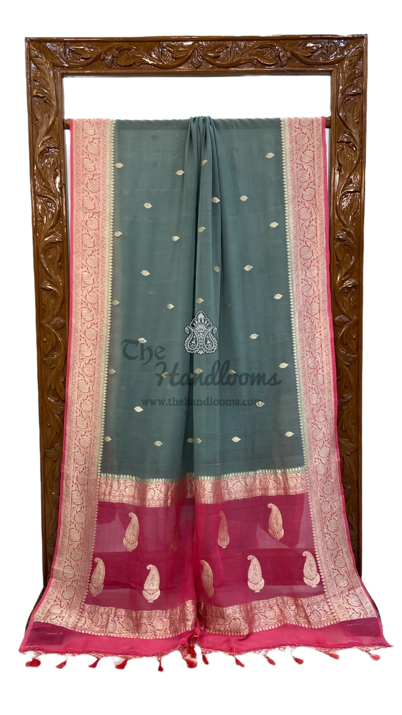 Pure Georgette Banarasi Saree Water zari - The Handlooms