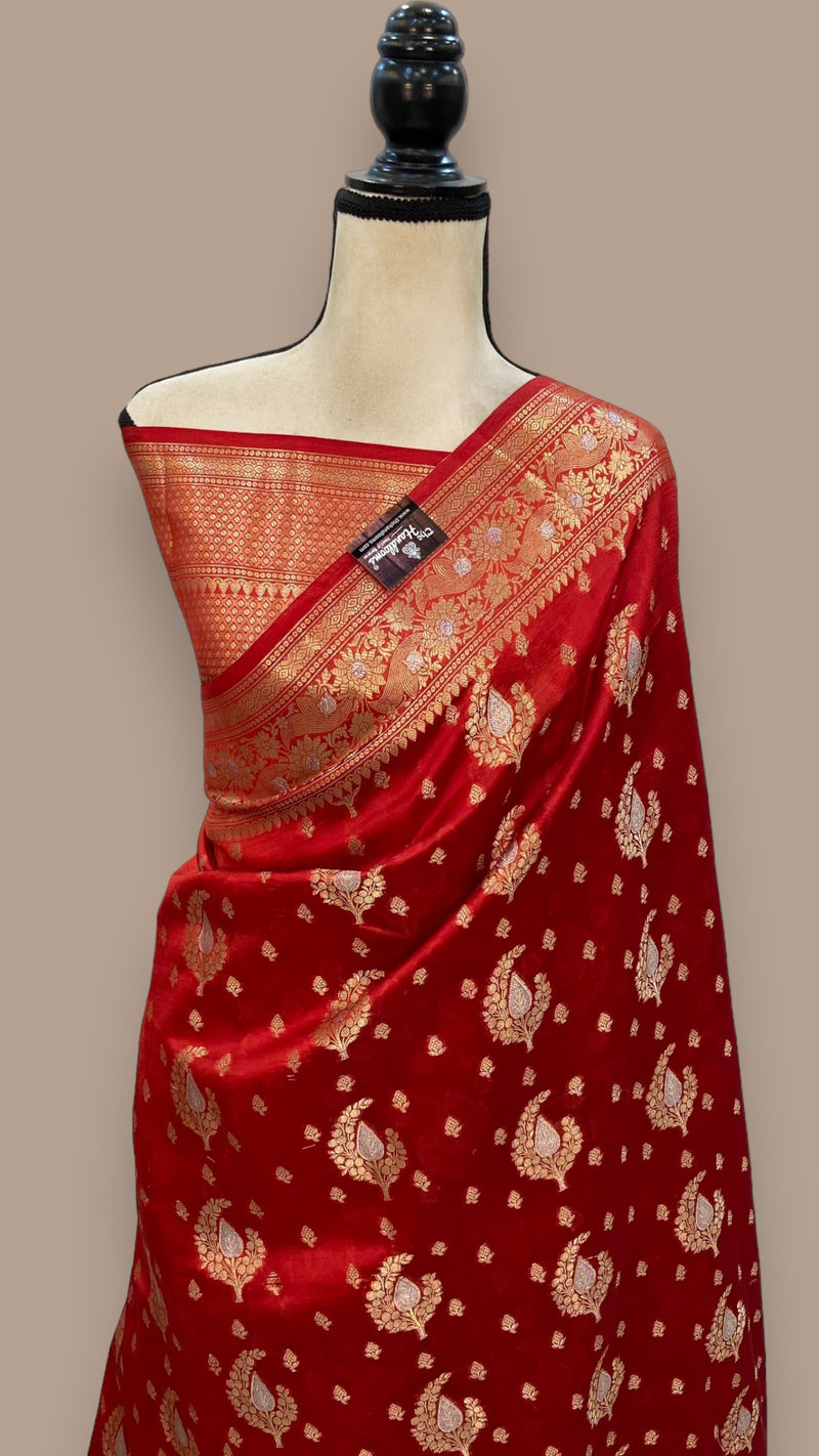Pure Mango Silk Banarasi Handloom Saree - The Handlooms