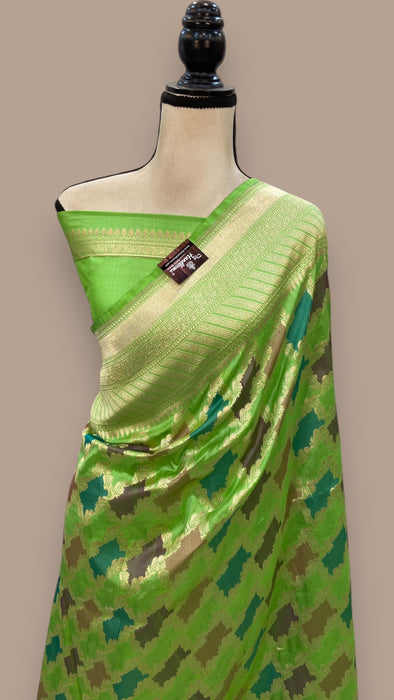 Pure Katan Silk Banarasi Handloom Saree - All over Jaal work - With Meenakari