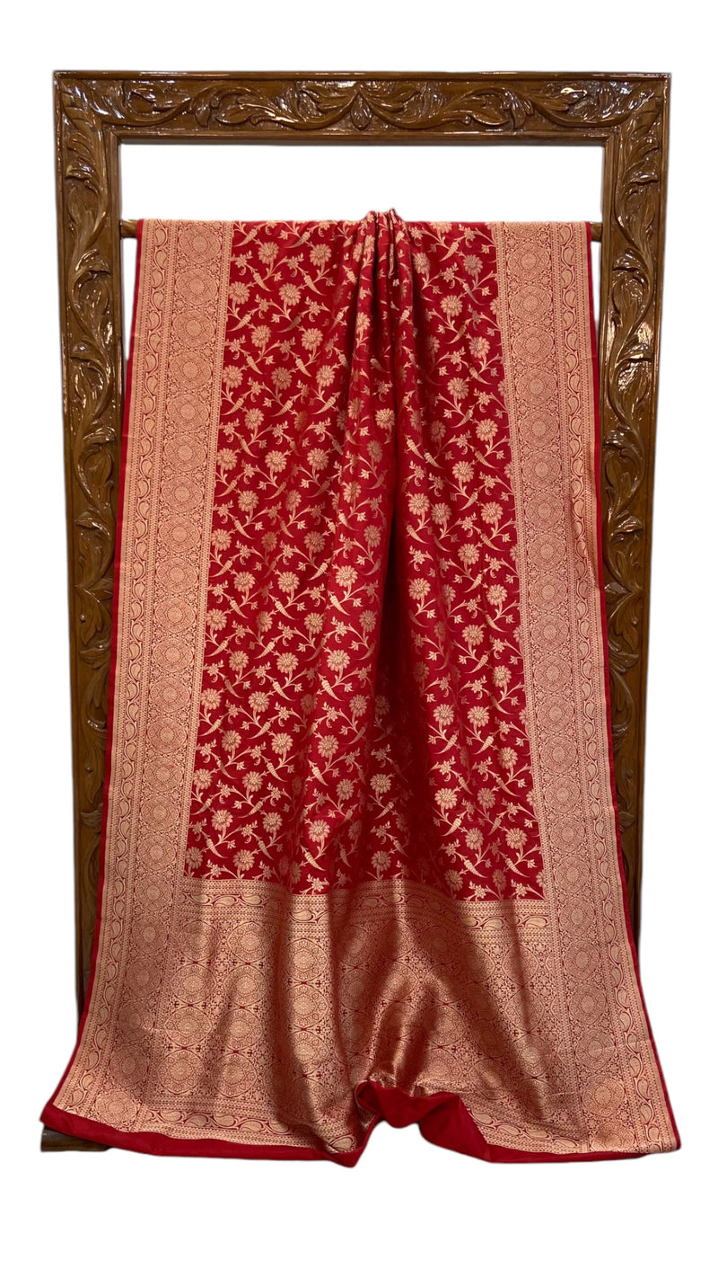 Pure Katan Silk Banarasi Handloom Saree - All over jaal work - The Handlooms
