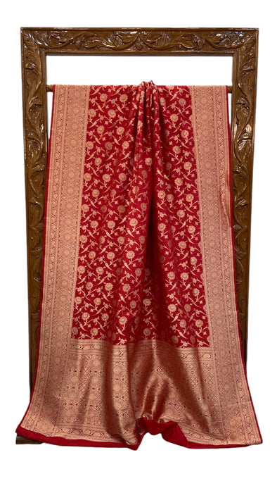 Pure Katan Silk Banarasi Handloom Saree - All over jaal work