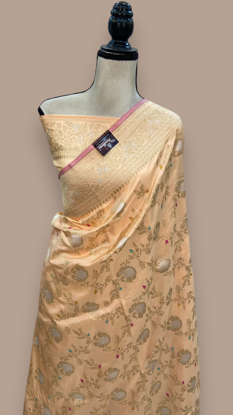 Ektara Pure Katan Silk Banarasi Handloom Saree - All over kadiyal Jaal work - The Handlooms
