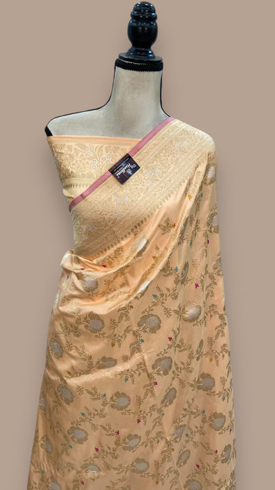 Ektara Pure Katan Silk Banarasi Handloom Saree - All over kadiyal Jaal work