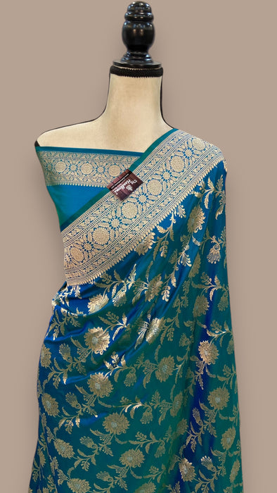 Pure Katan Silk Banarasi Handloom Saree - All over Jaal work with Meenakari