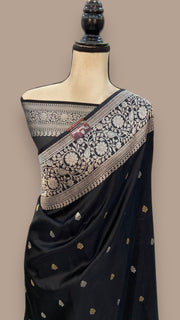 Pure Katan Silk Banarasi Handloom Saree - All over Kadua motifs - The Handlooms