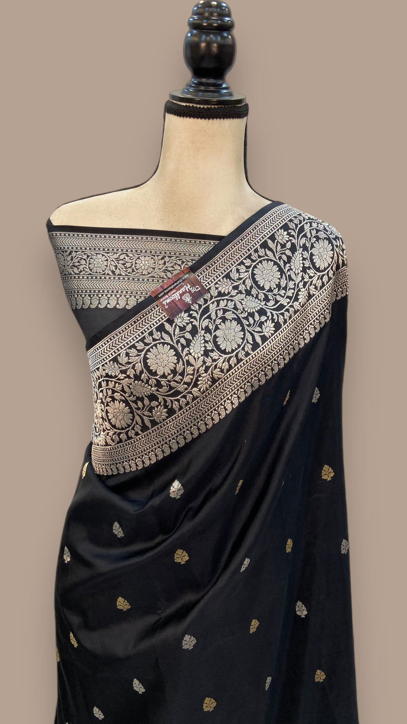 Pure Katan Silk Banarasi Handloom Saree - All over Kadua motifs - The Handlooms