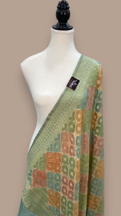 Tissue Khaddi Georgette Handloom Banarasi Dupatta