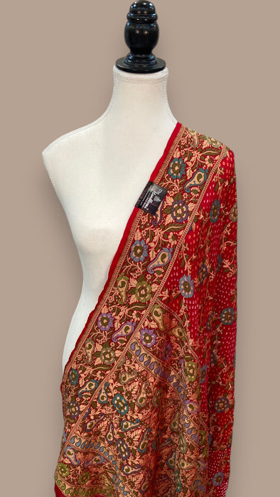 Pure Georgette Banarasi Bandhej Handloom Dupatta