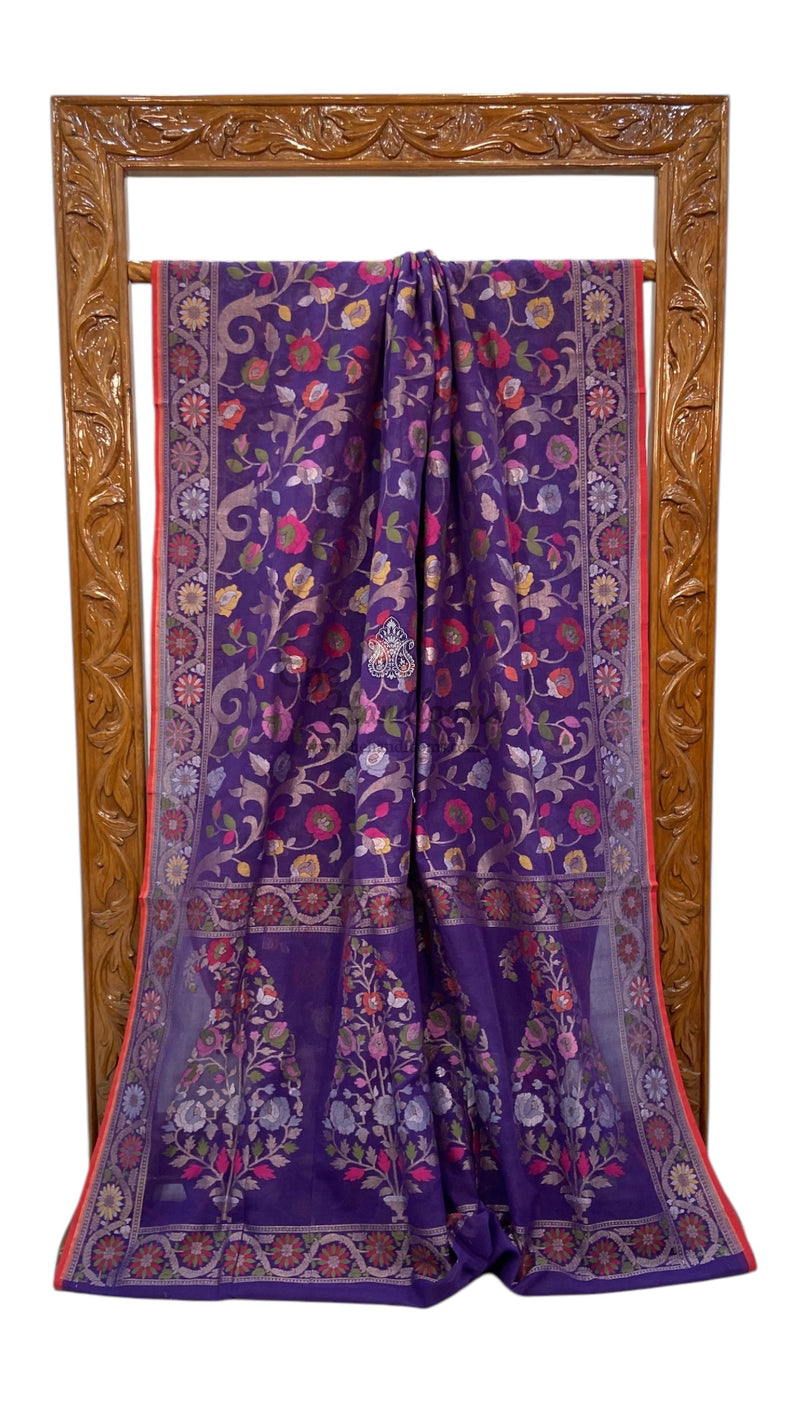 Pure Cotton Jamdani Handloom Banarasi Saree - The Handlooms