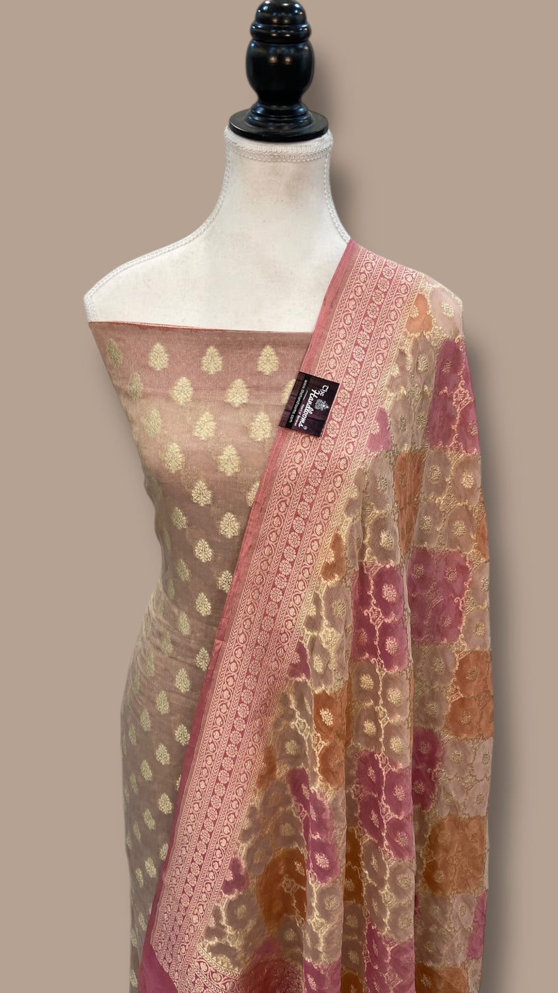 Tissue Khaddi Georgette Banarasi Dress material - The Handlooms