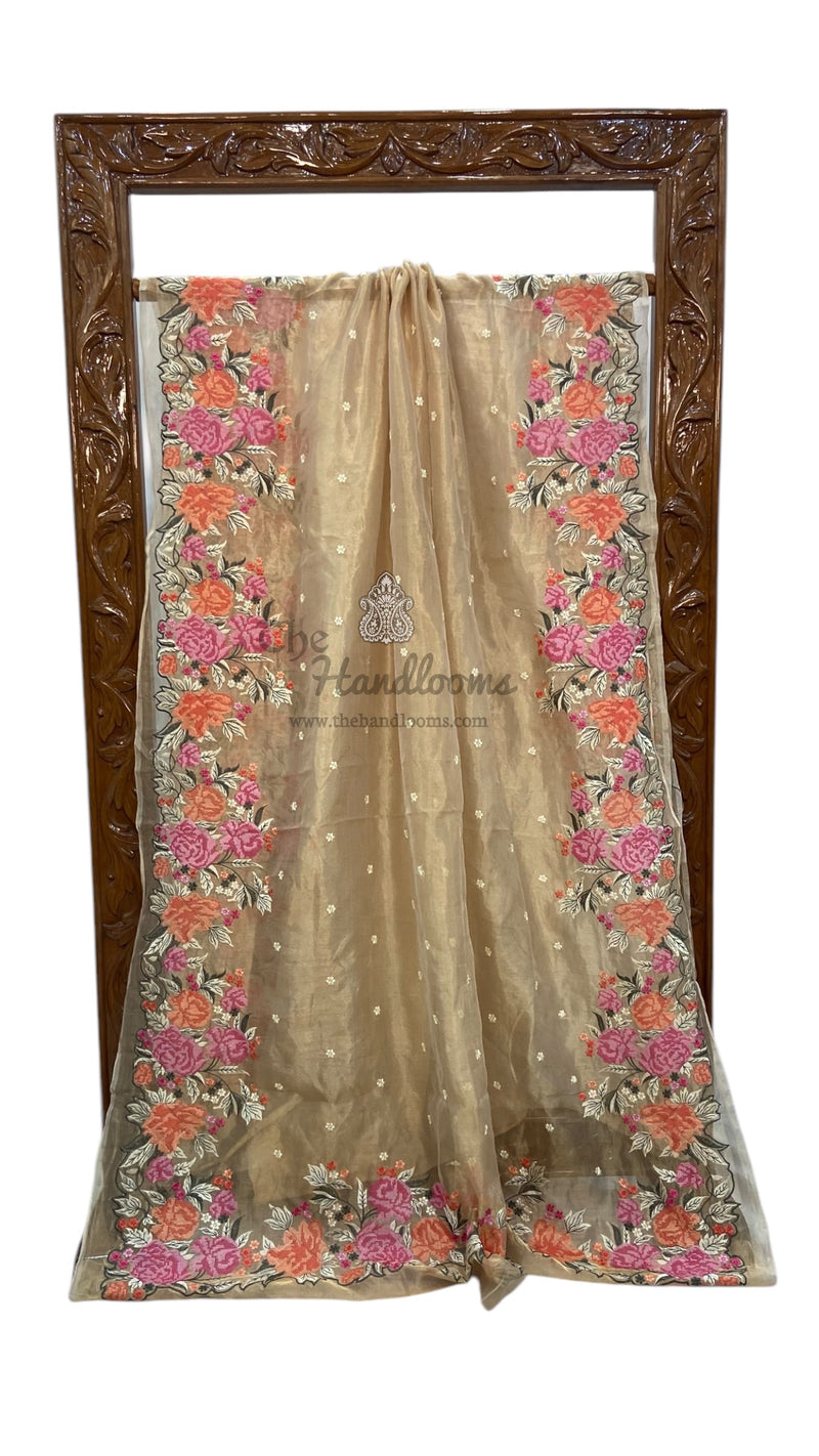 Pure Tissue Handloom Banarasi Saree With Chikankari - The Handlooms