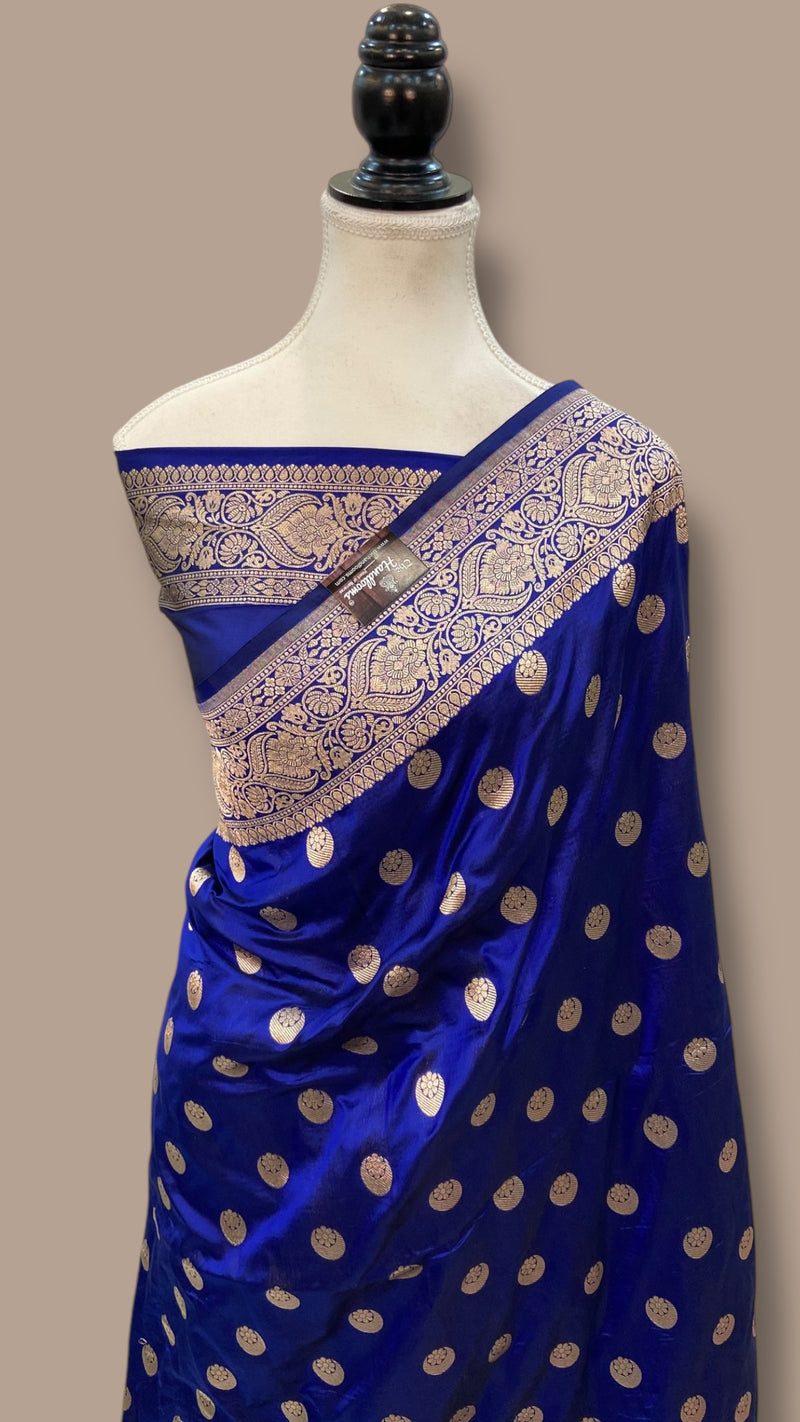 Pure Katan Silk Banarasi Handloom Saree - with motifs - The Handlooms