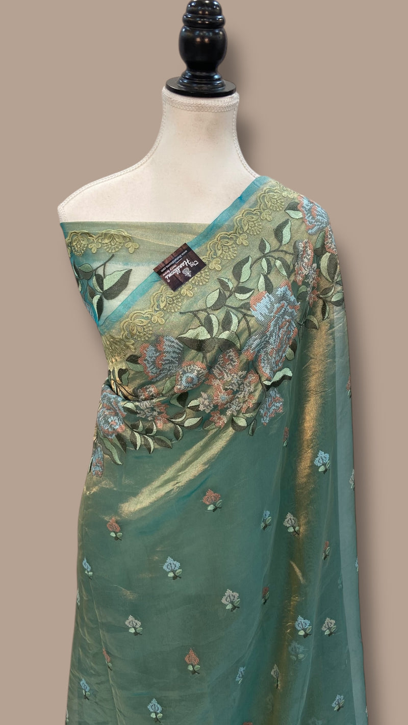 Pure Tissue Handloom Banarasi Saree With Chikankari - The Handlooms